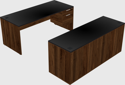 Parallel desk with credenza