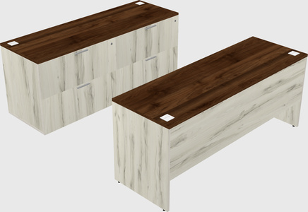 Parallel desk with credenza
