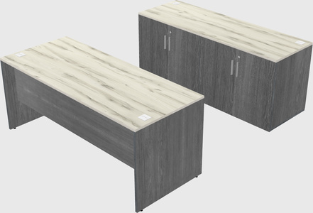 Parallel desk with credenza