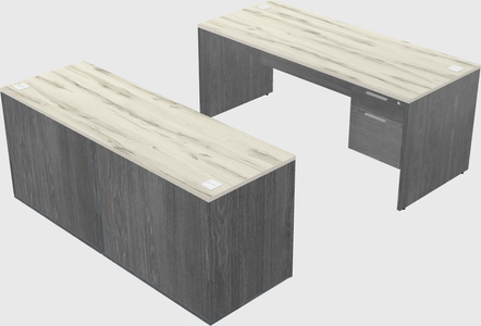 Parallel desk with credenza