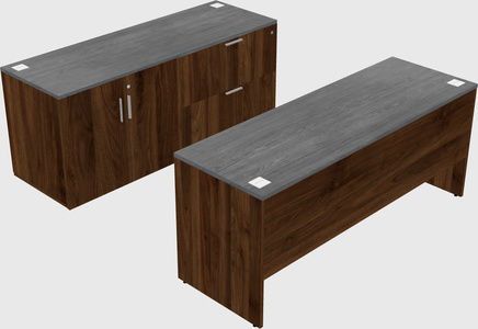 Parallel desk with credenza