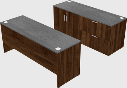 Parallel desk with credenza