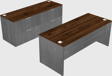 Parallel desk with credenza
