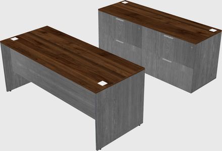 Parallel desk with credenza
