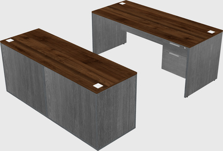 Parallel desk with credenza