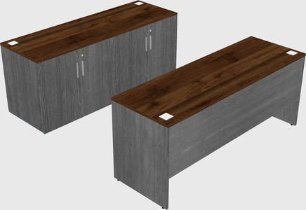Parallel desk with credenza