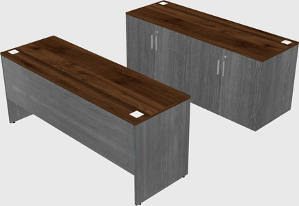 Parallel desk with credenza