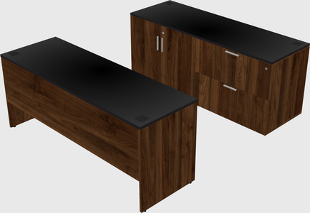 Parallel desk with credenza