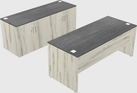 Parallel desk with credenza