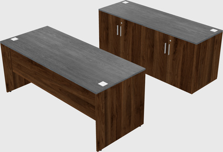 Parallel desk with credenza