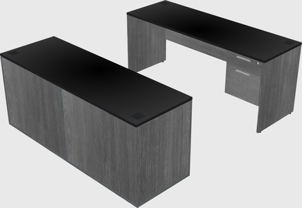 Parallel desk with credenza