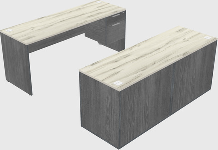 Parallel desk with credenza