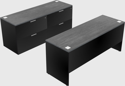 Parallel desk with credenza