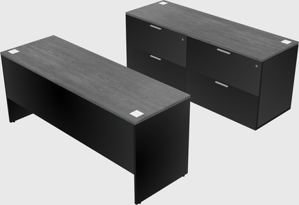 Parallel desk with credenza