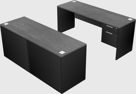Parallel desk with credenza