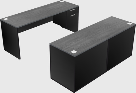 Parallel desk with credenza