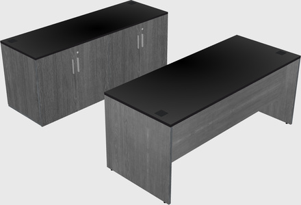 Parallel desk with credenza