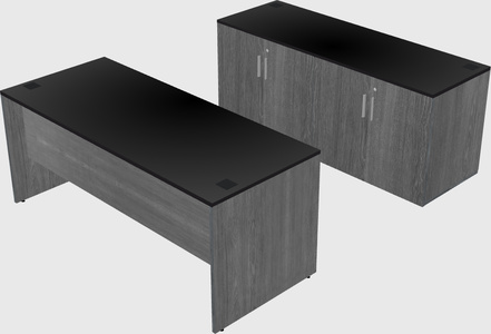 Parallel desk with credenza