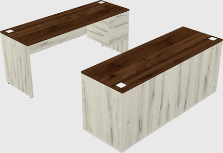 Parallel desk with credenza