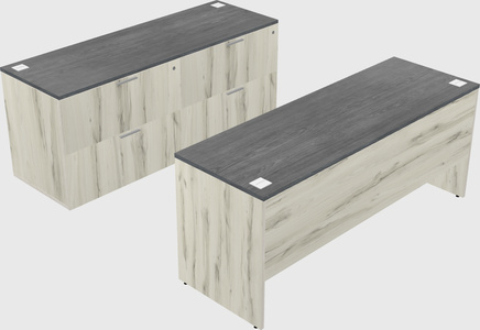 Parallel desk with credenza