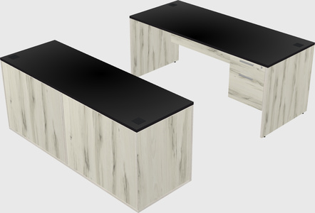 Parallel desk with credenza