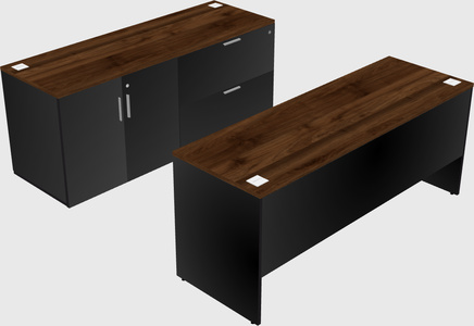 Parallel desk with credenza