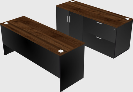 Parallel desk with credenza