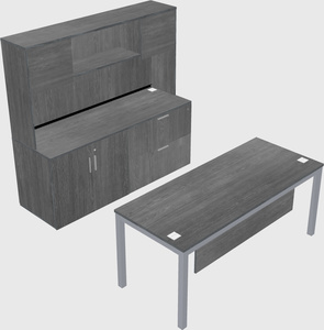 Parallel desk with credenza