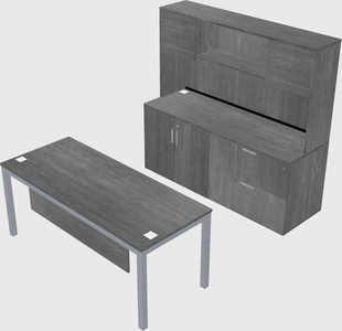 Parallel desk with credenza
