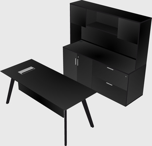 Parallel desk with credenza