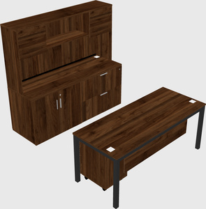Parallel desk with credenza