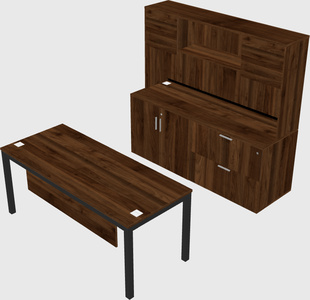 Parallel desk with credenza