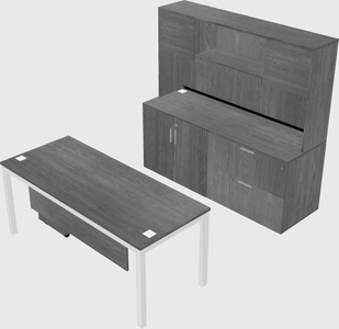 Parallel desk with credenza