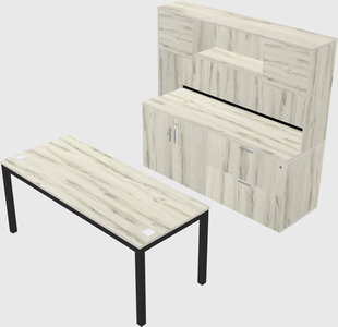 Parallel desk with credenza