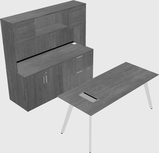 Parallel desk with credenza