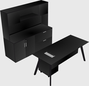 Parallel desk with credenza
