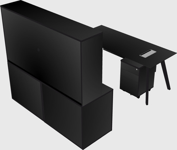 Parallel desk with credenza