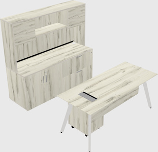 Parallel desk with credenza