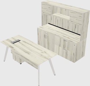 Parallel desk with credenza