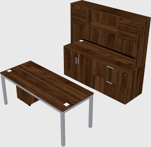 Parallel desk with credenza