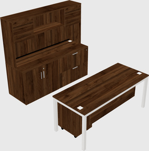 Parallel desk with credenza