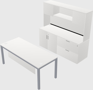 Parallel desk with credenza