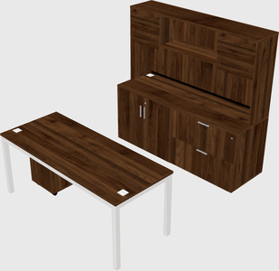 Parallel desk with credenza