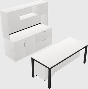 Parallel desk with credenza