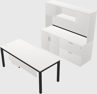 Parallel desk with credenza