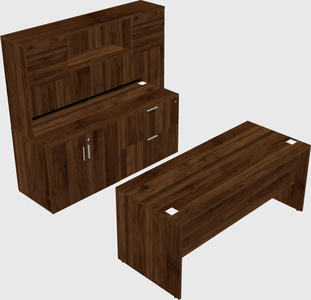 Parallel desk with credenza