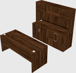 Parallel desk with credenza