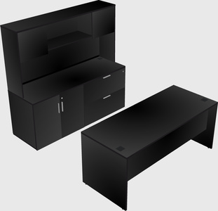 Parallel desk with credenza