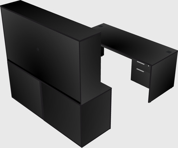 Parallel desk with credenza