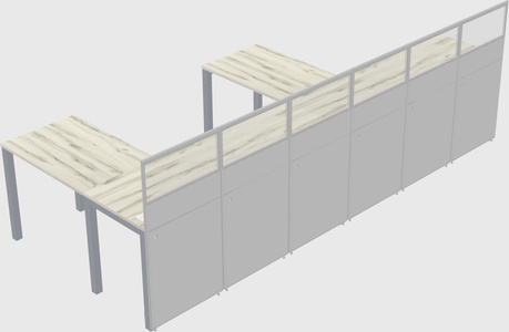 Nakabahaging l-shaped na cubicle